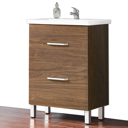 Aica Mobile Bagno 58cm, con lavabo in Ceramica 58cm -salvaspazi -marrone