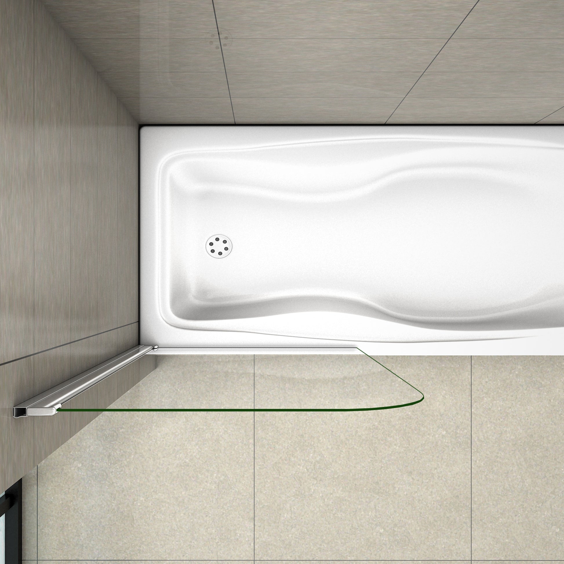 Aica Sopravasca 80x140cm Parete Per Vasca Pannello Singolo Vetro Temperato 4 mm Trasparente Telaio Con Processo Di Elettroforesi