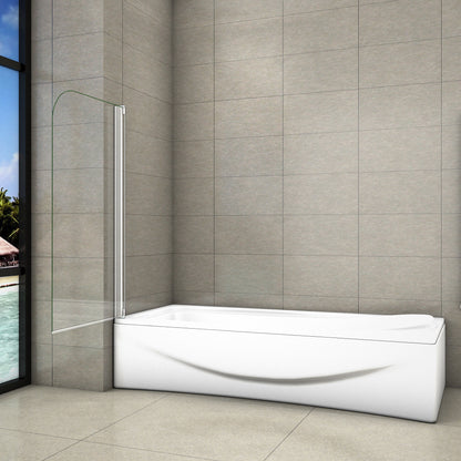 Aica Sopravasca 80x140cm Parete Per Vasca Pannello Singolo Vetro Temperato 4 mm Trasparente Telaio Con Processo Di Elettroforesi