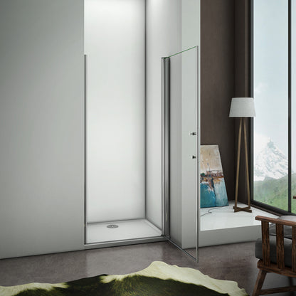 Porta Doccia Per Nicchia Porta Apertura A Battente 187cm Con Piatti Doccia Verso Esterno Vetro Temperato Anticalcare