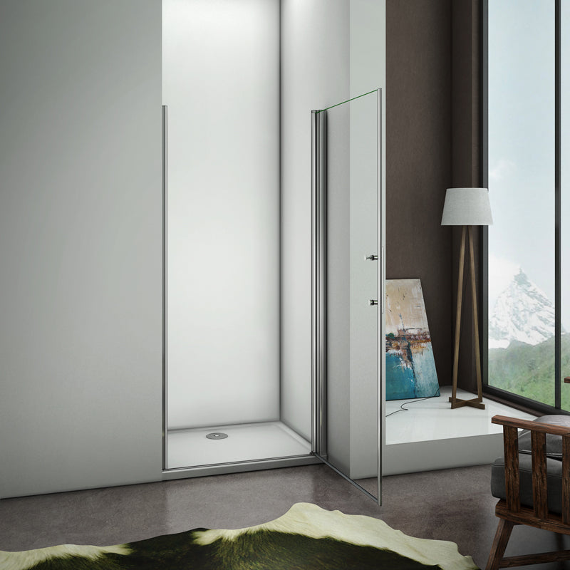 Aica Porta Doccia H 197cm Per Nicchia Porta Apertura A Battente Con Piatti Doccia Verso Esterno Vetro Temperato Trasparente Anticalcare