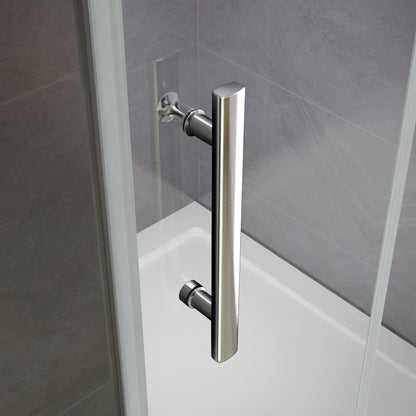 Porta Doccia Per Nicchia Porta Apertura A Battente 187cm Con Piatti Doccia Verso Esterno Vetro Temperato Anticalcare