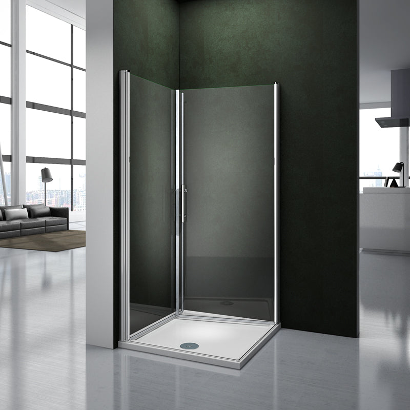 Aica 197cm Box Doccia Angolare Doppia Porta a Battente Rotazione Di 180 Gradi In Vetro Temperato 6mm Anticalcare Trasparente varie dimensioni