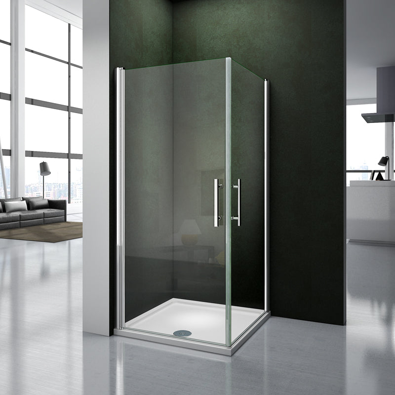 Aica 187cm Box Doccia Angolare Doppia Porta a Battente Rotazione Di 180 Gradi In Vetro Temperato 6mm Anticalcare Trasparente varie dimensioni