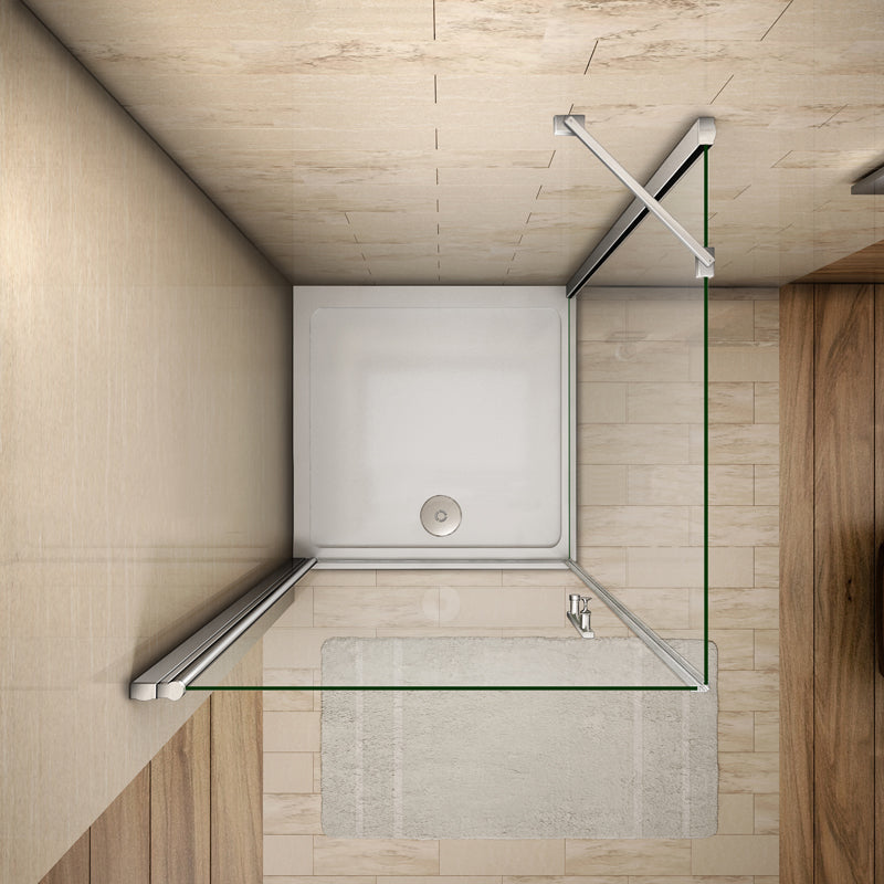 Aica 187cm Box Doccia Angolare Porta Battente Vetro 6 mm Temperato Anticalcare Telaio e Barra Stabilizzatrice Cromato Lucido varie dimensioni