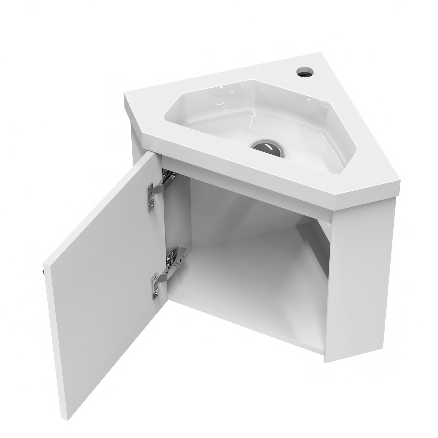 Mobile bagno triangolare sospeso Aica 40 cm con lavabo in pietra artificiale