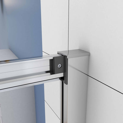 Aica 195 cm Box Doccia Angolare Doppie Porte Scorrevoli In Vetro 6mm Temperato Anticalcare Trasparente e Telaio Cromo Lucido