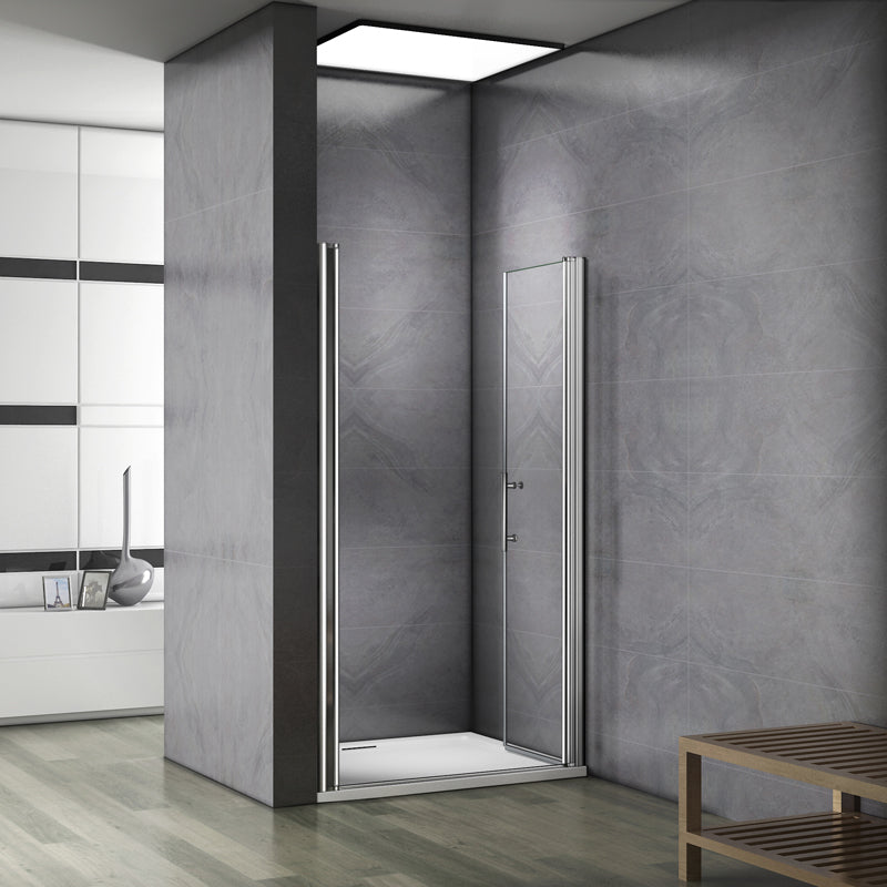 Aica 197cm Porta Doccia Per Nicchia Doppie Ante Battenti Saloon In Vetro 6 mm Temperato Trasparente Anticalcare