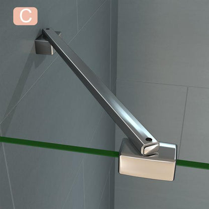 Aica Box Doccia Walk In Parete Fissa Con Barra Stabilizzatrice Vetro 8mm Temperato Trasparente Anticalcare C - Lunghezza 45cm