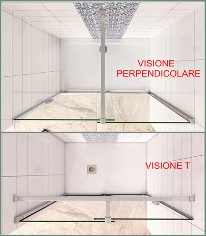 Aica 195 cm Porta Doccia Per Nicchia Anta Scorrevole in Vetro 8 mm Temperato Trasparente Anticalcare Rinforzata da Barra Stabilizzatrice