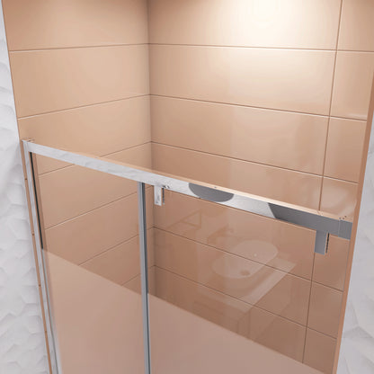 120x190cm Box Doccia per Nicchia Porta Scorrevole in Vetro Temperato 6mm Anticalcare Fascia Satinata Centrale Profilo Cromo Lucido