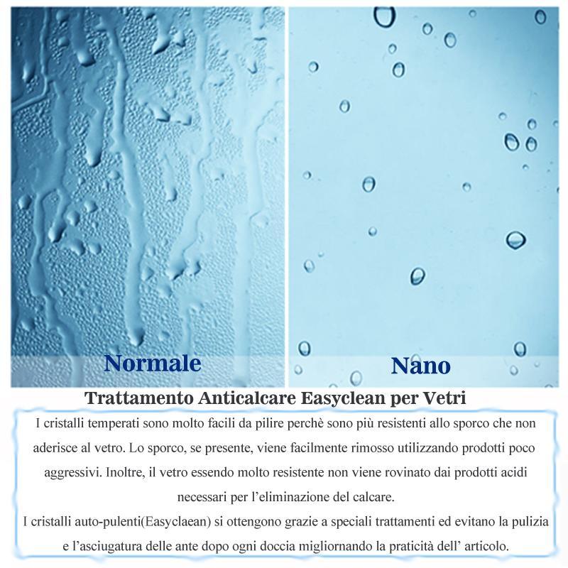 Aica Porta Doccia per Nicchia Apertura Battente Pieghevole in Vetro Temperato Trasparente 5 mm Anticalcare Telaio Nero Opaco