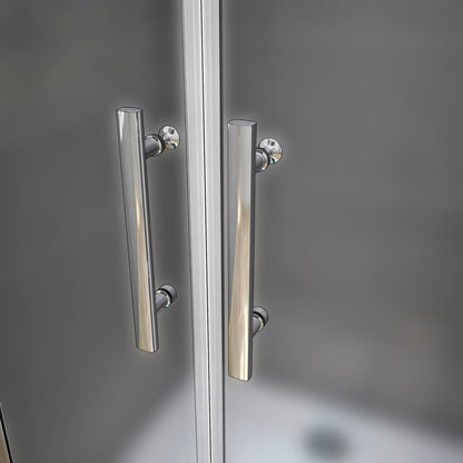 Aica 185cm Box Doccia Per Nicchia Doppia Porta Battente Saloon In Vetro 6 mm Temperato Opaco/Satinato Anticalcare