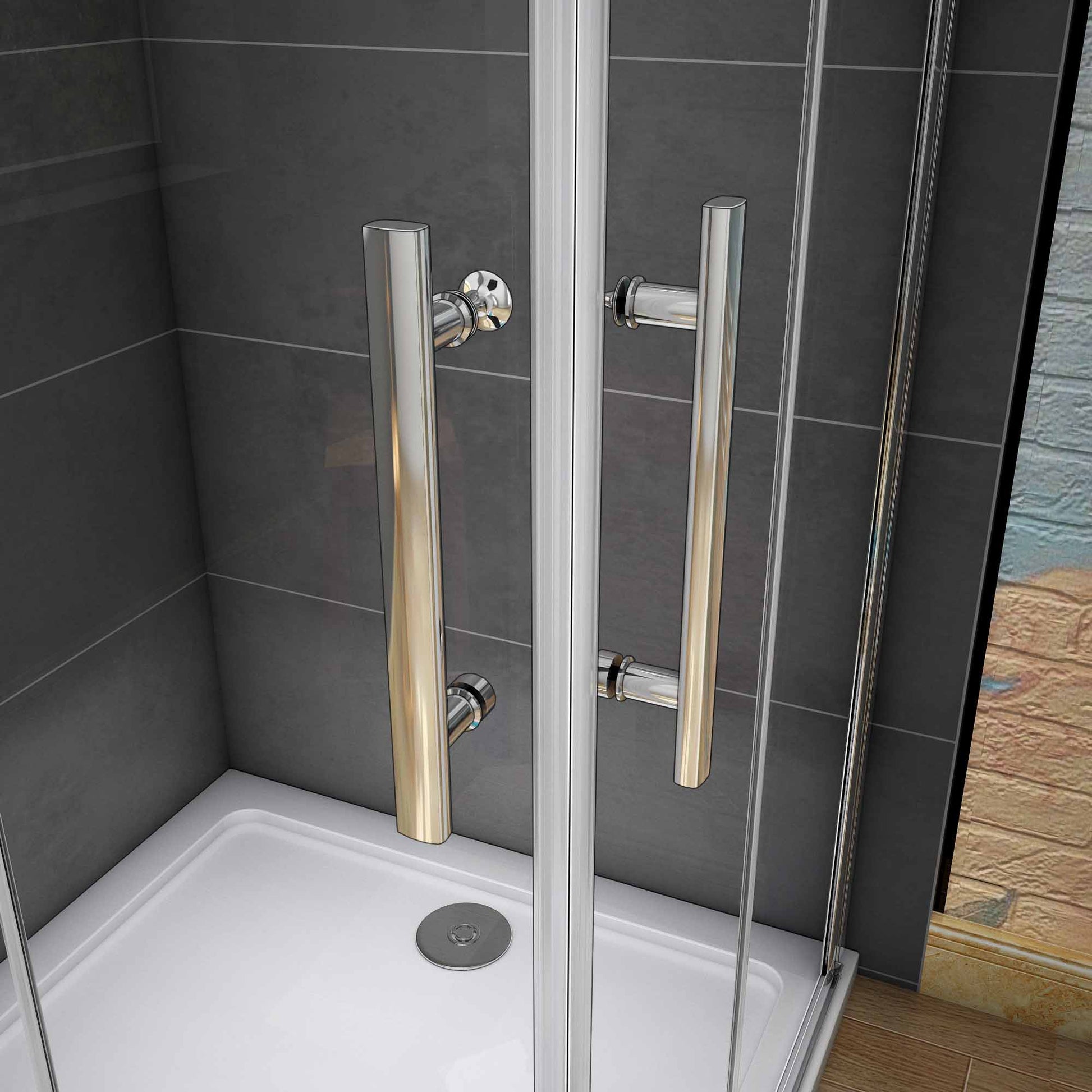 Aica 185 cm Box Doccia Angolare Doppia Porta Apertura Battente-Pieghevole Vetro 6 mm Temperato Trasparente Anticalcare