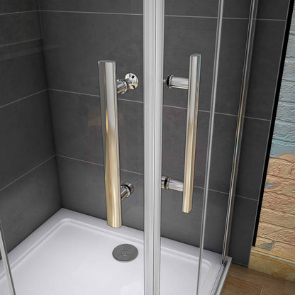 Aica 185 cm Box Doccia Angolare Doppia Porta Apertura Battente-Pieghevole Vetro 6 mm Temperato Trasparente Anticalcare
