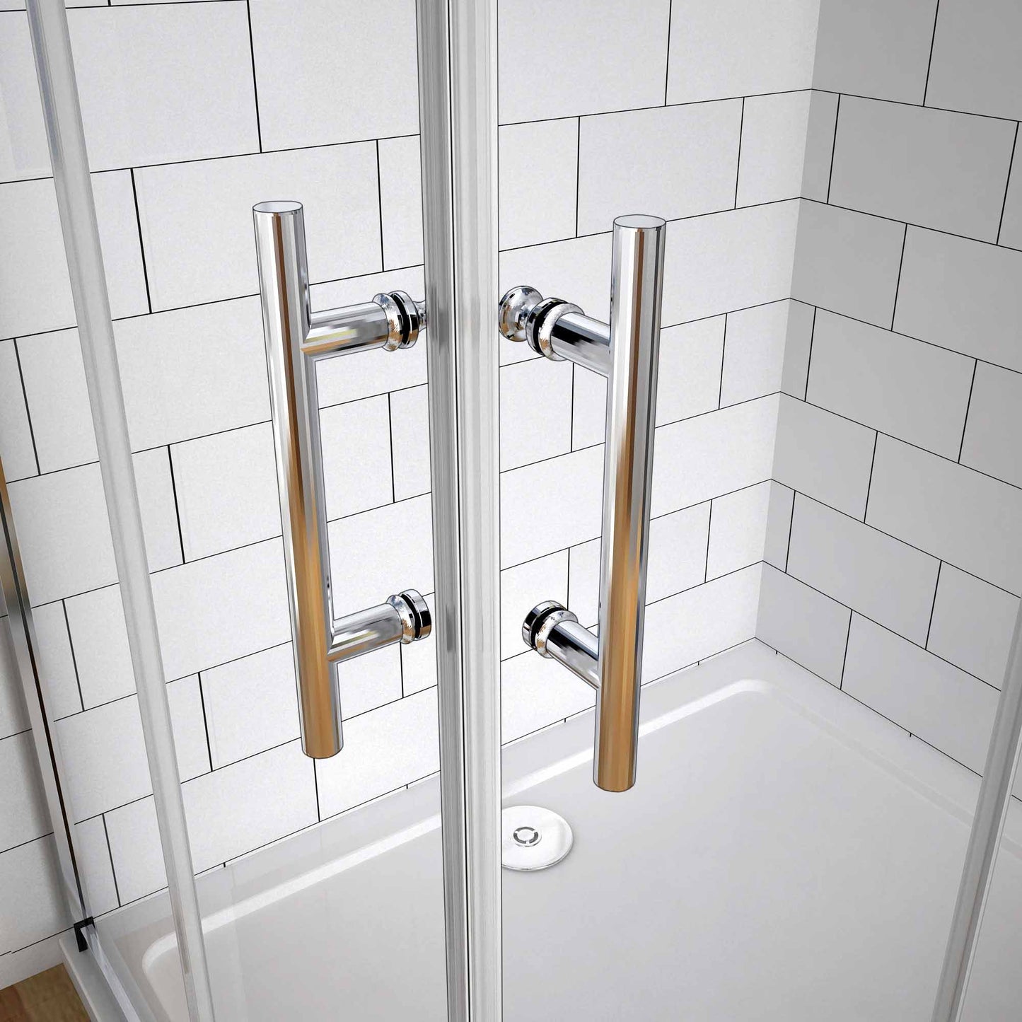 Aica 195 cm Box Doccia Angolare Doppie Porte Scorrevoli In Vetro 6mm Temperato Anticalcare Trasparente e Telaio Cromo Lucido