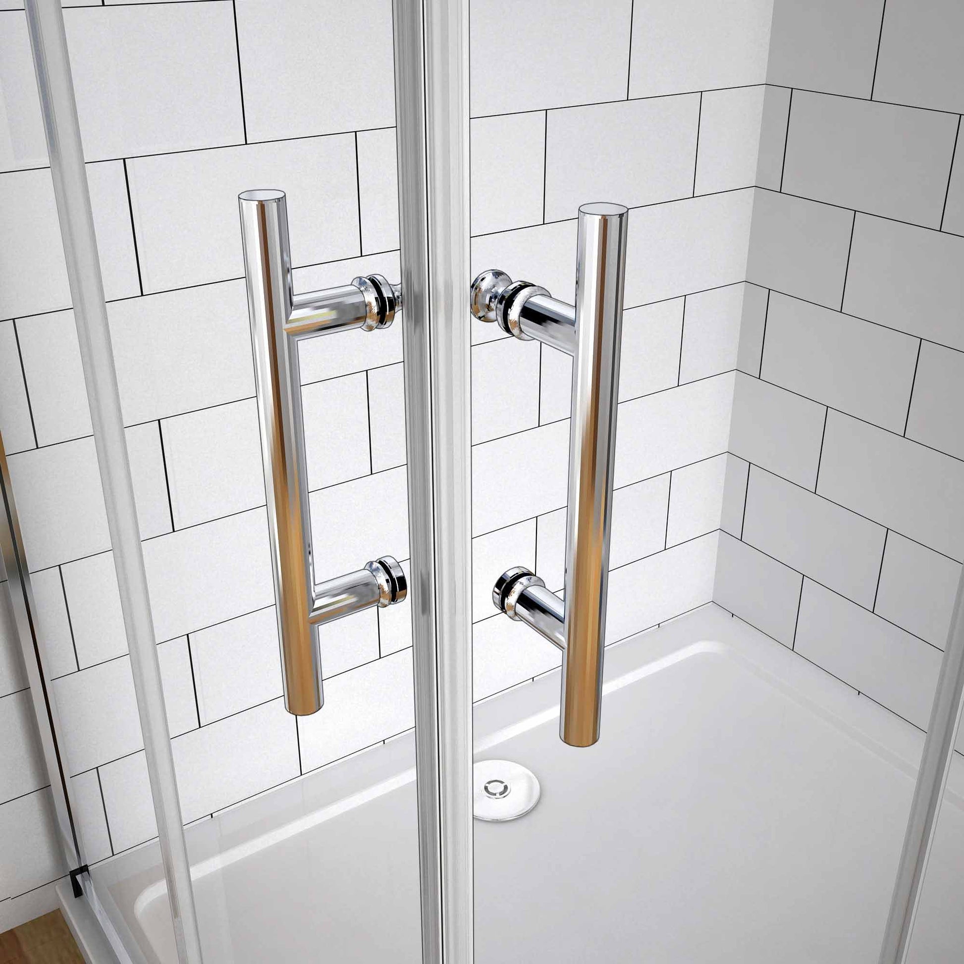 Aica 195 cm Box Doccia Angolare Doppie Porte Scorrevoli In Vetro 6mm Temperato Anticalcare Trasparente e Telaio Cromo Lucido