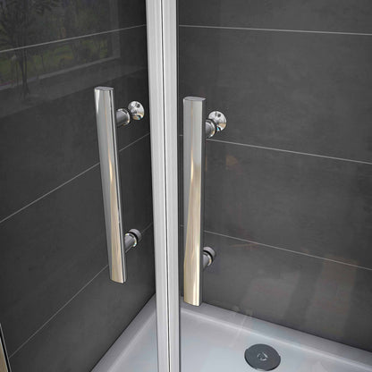Aica 195cm Box Doccia Per Nicchia Doppia porta battente-Saloon In Vetro 6mm Temperato Trasparente Anticalcare