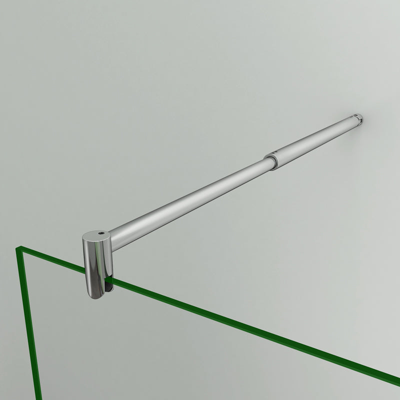 Aica 200cm Parete Per Doccia Walk In Vetro Temperato Trasparente Anticalcare 10mm Con Barra Stabilizzatrice Dimensioni Multiple