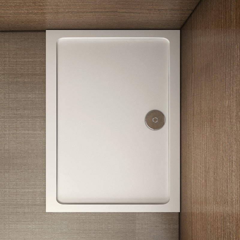 Aica Piatto Doccia Quadrato/Rettangolare Dimensioni Multiple In Marmo Minerale e Resina Mista Ultra Sottile Bianco Lucido Antiscivolo Antibatterico 160x80x3