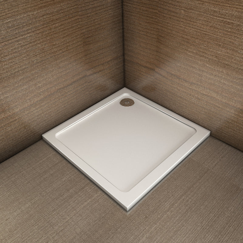 Aica Piatto Doccia Rettangolare Bianco Lucido Antiscivolo Antibatterico Ultraslim 3cm In Marmo e Resina Mista Dimensioni Multiple