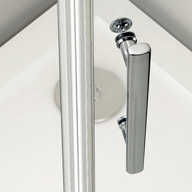 Aica Box Doccia Angolare Porta Battente Trasparente Vetro 6 mm Temperato Anticalcare Parete Fissa Barra Stabilizzatrice da 90/140 cm Alto 197cm