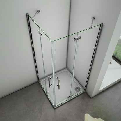 Aica 195 cm Box Doccia Angolare Doppie Porte Battenti Vetro 6 mm Temperato Anticalcare Trasparente Telaio Cromo Lucido varie dimensioni