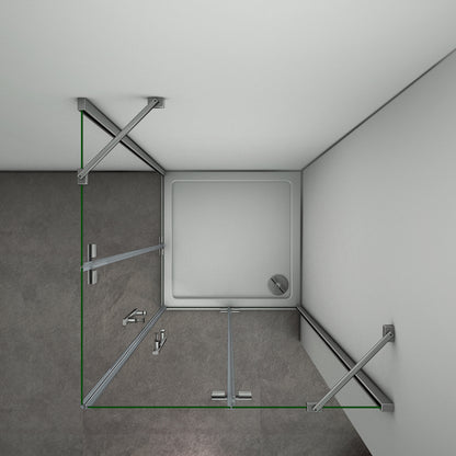 Aica 195 cm Box Doccia Angolare Doppie Porte Battenti Vetro 6 mm Temperato Anticalcare Trasparente Telaio Cromo Lucido varie dimensioni