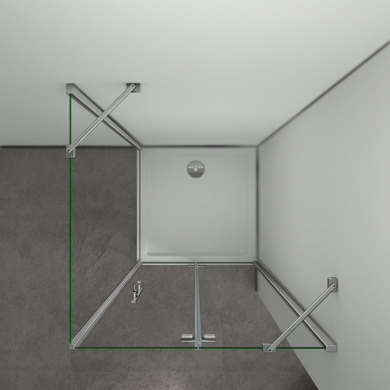 Aica 195 cm Box Doccia Angolare Porta Battente più Parete Fissa Vetro 6 mm Temperato Anticalcare Trasparente Telaio Cromo Lucido varie dimensioni