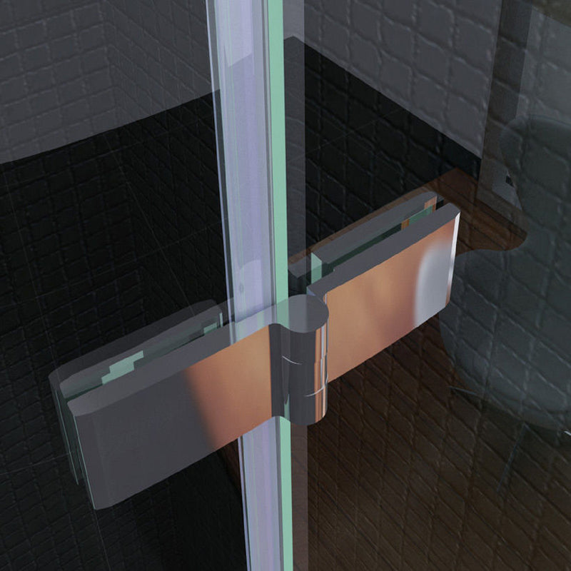 Aica 195 cm Box Doccia Semicircolare Doppia Porta con Cerniere Vetro 6 mm Temperato Trasparente Anticalcare con Barra Stabilizzatrice