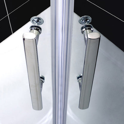 Aica 195 cm Box Doccia Semicircolare Doppia Porta con Cerniere Vetro 6 mm Temperato Trasparente Anticalcare con Barra Stabilizzatrice