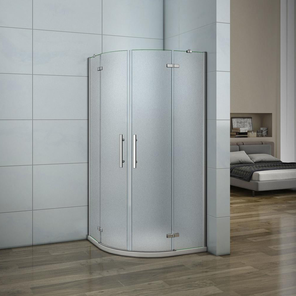 Aica 195 cm Box Doccia Semicircolare Vetro 6 mm Temperato Satinato/Opaco Anticalcare Con Barra Stabilizzatrice varie dimensioni