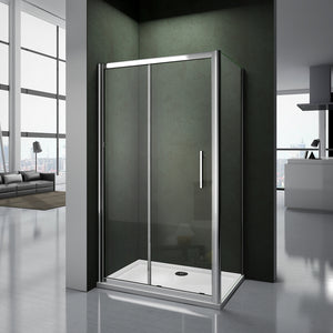 aica-box-angolare-con-lato-fisso- Aica box doccia 185cm porta scorrevole cabina bagno cristallo temperato trasparente