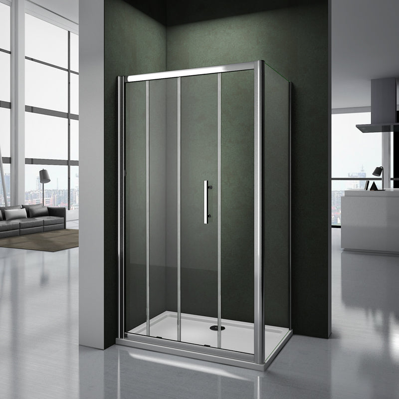 Aica Box Doccia Angolare 185cm Porta Scorrevole Bagno Vetro Temperato Trasparente Anticalcare