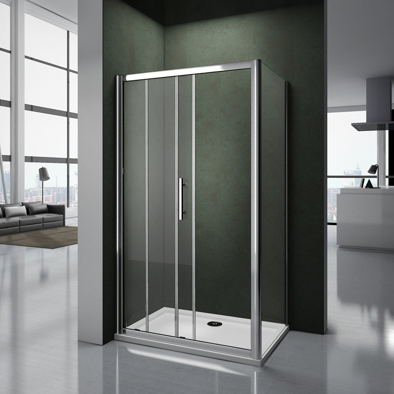 Aica Box Doccia Angolare 185cm Porta Scorrevole Bagno Vetro Temperato Trasparente Anticalcare