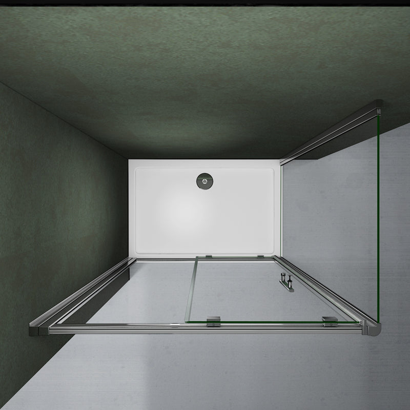 Aica Box Doccia Angolare 185cm Porta Scorrevole Bagno Vetro Temperato Trasparente Anticalcare