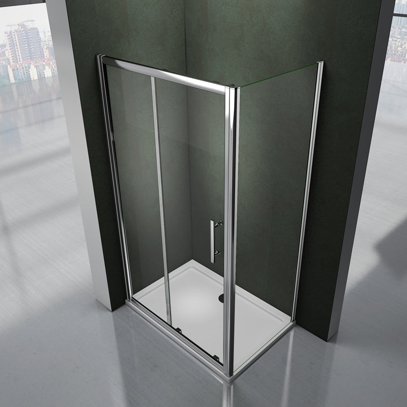 Aica Box Doccia Angolare 185cm Porta Scorrevole Bagno Vetro Temperato Trasparente Anticalcare