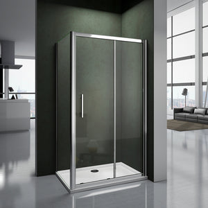 aica-box-angolare-con-lato-fisso- Aica box doccia 185cm porta scorrevole cabina bagno cristallo temperato trasparente