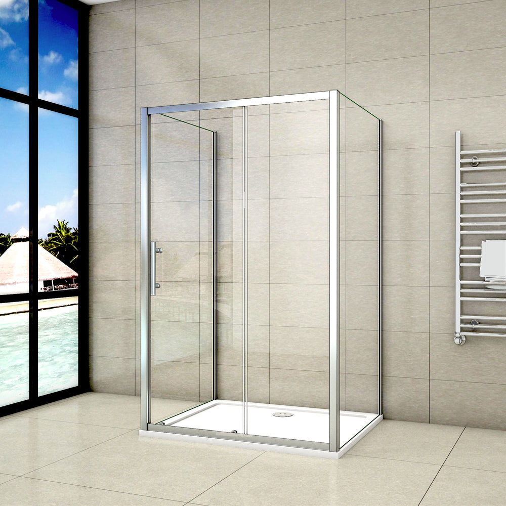 Box Doccia A 3 Lati, Porta Scorrevole 110 / 120cm, 2 Pareti Laterali 70 / 80 / 90cmcad