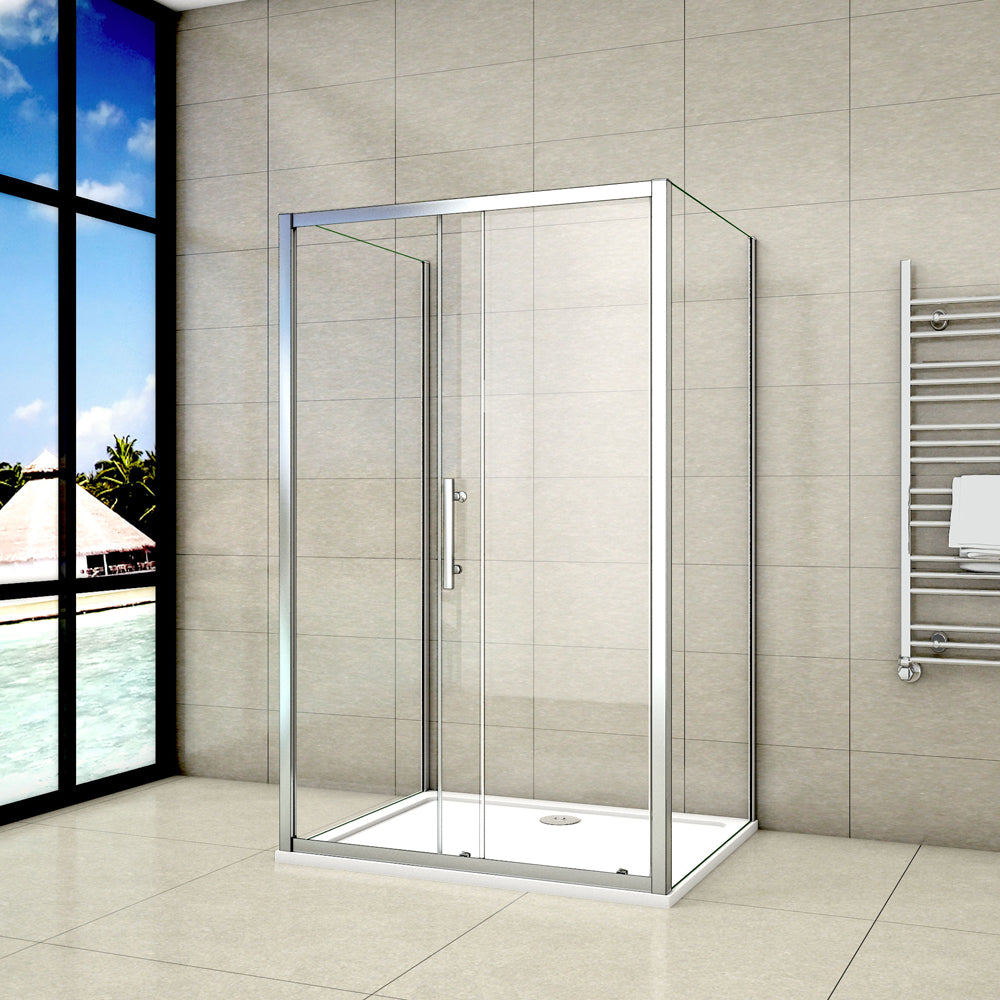 Box Doccia A 3 Lati, Porta Scorrevole 110 / 120cm, 2 Pareti Laterali 70 / 80 / 90cmcad