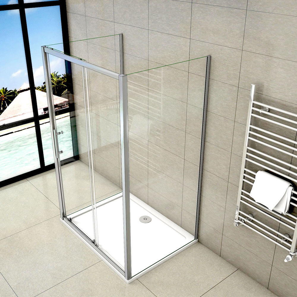 Box Doccia A 3 Lati, Porta Scorrevole 110 / 120cm, 2 Pareti Laterali 70 / 80 / 90cmcad