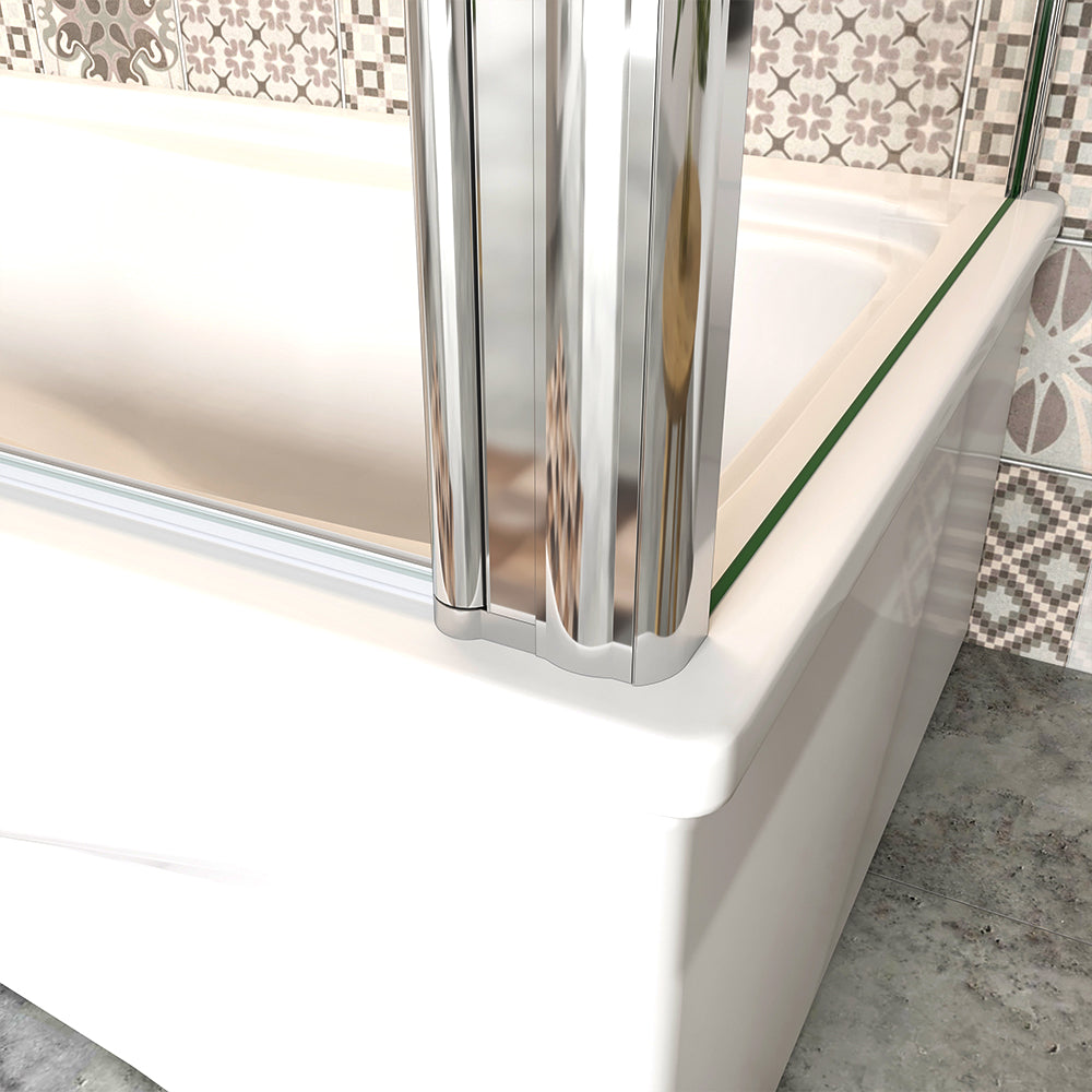 130x140cm Parete Doccia Sopravasca Angolare 3 Ante Pieghevoli con Parete Laterale Vetro Temperato 6mm Trasparente Anticalcare Cromato Lucido