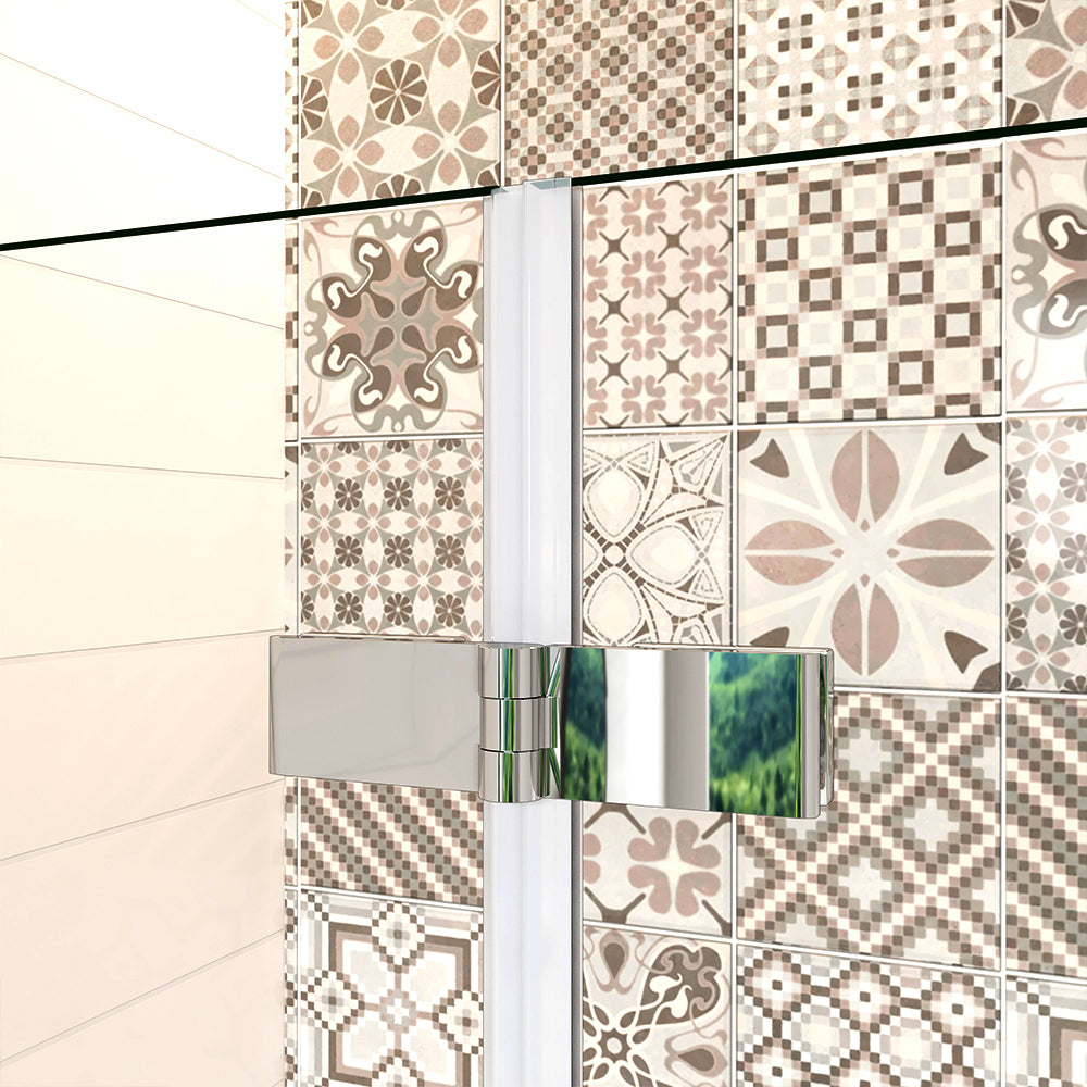 130x140cm Parete Doccia Sopravasca Angolare 3 Ante Pieghevoli con Parete Laterale Vetro Temperato 6mm Trasparente Anticalcare Cromato Lucido