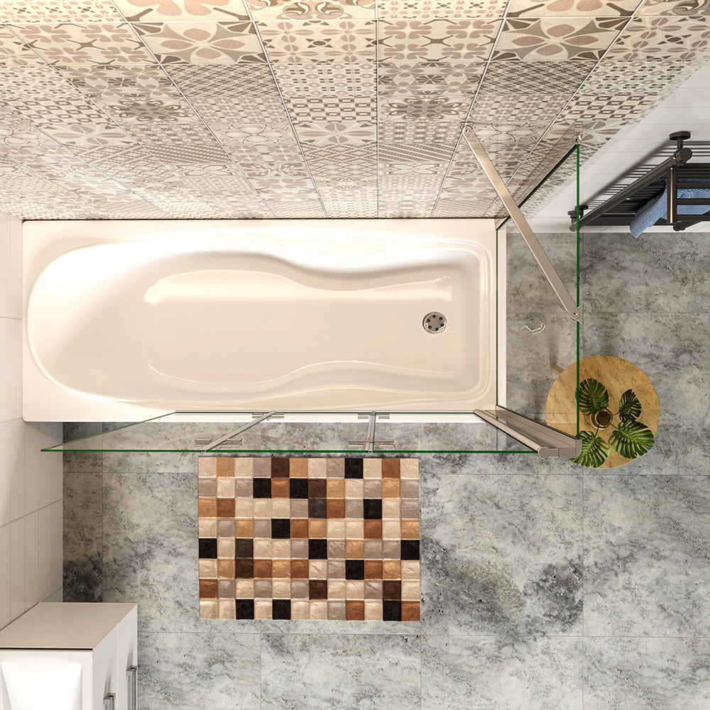 130x140cm Parete Doccia Sopravasca Angolare 3 Ante Pieghevoli con Parete Laterale Vetro Temperato 6mm Trasparente Anticalcare Cromato Lucido