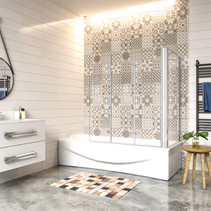 Parete Doccia 3 Ante Pieghevole In Vetro Nano 4mm | 130x140 Cm | Design Moderno Per Vasca Da Bagno - Foto 8