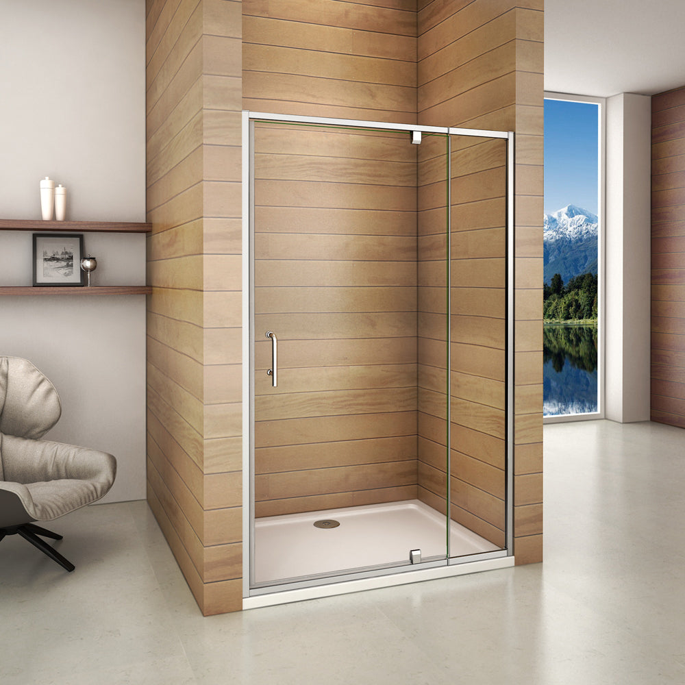 Aica 90x185 cm Porta Doccia Battente Per Nicchia Apertura Pivotante In Vetro 6 mm Temperato Trasparente Telai Con Processo Di Elettroforesi