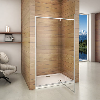 Aica 90x185 cm Porta Doccia Battente Per Nicchia Apertura Pivotante In Vetro 6 mm Temperato Trasparente Telai Con Processo Di Elettroforesi