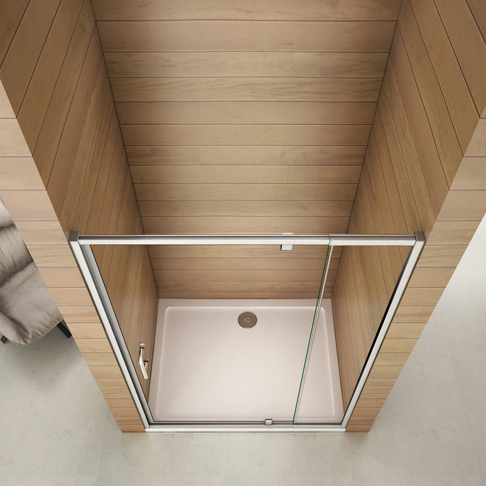 Aica 90x185 cm Porta Doccia Battente Per Nicchia Apertura Pivotante In Vetro 6 mm Temperato Trasparente Telai Con Processo Di Elettroforesi