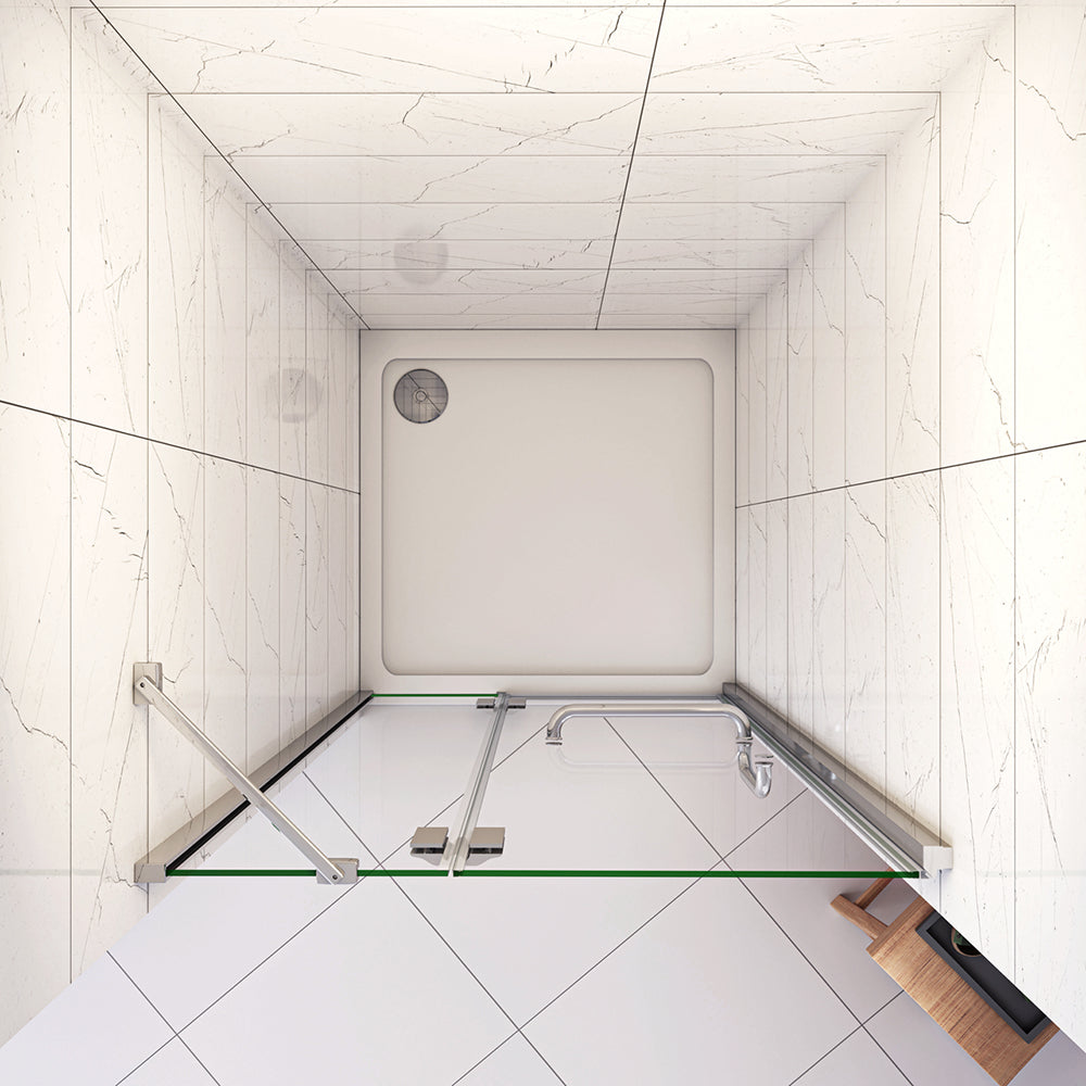 Aica 190 cm Porta Doccia Per Nicchia Apertura Battente Vetro 8 mm Temperato Trasparente Anticalcare Portasciugamani e Barra Stabilizzatrice