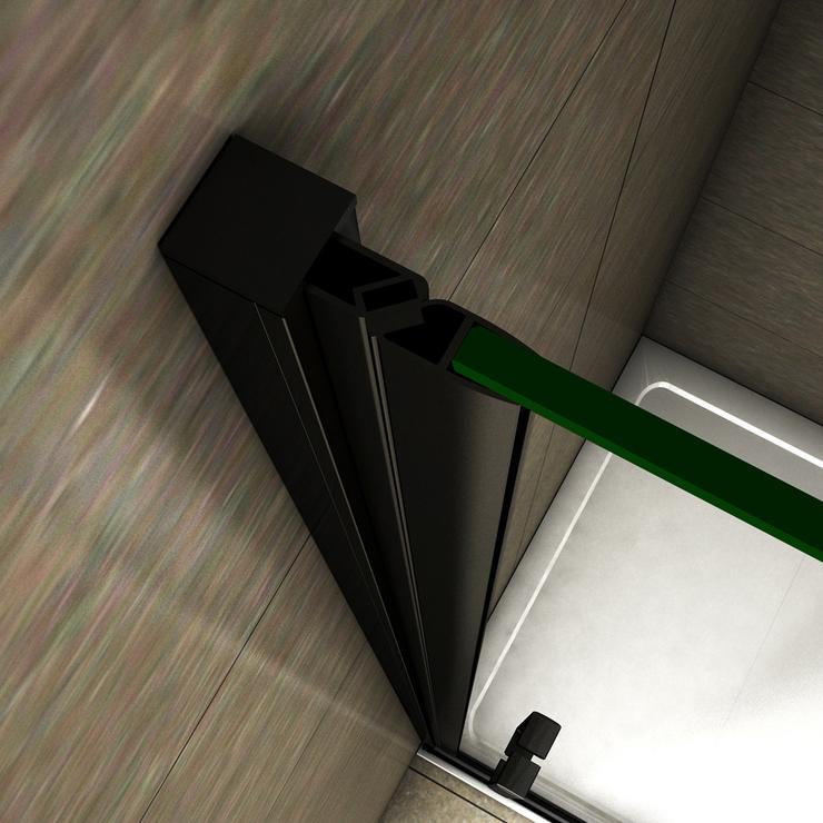 Aica 200 cm Box Doccia Per Nicchia Porta Battente Vetro Temperato Trasparente Anticalcare 8 mm Telaio Nero Opaco Doccia a Filo Pavimento